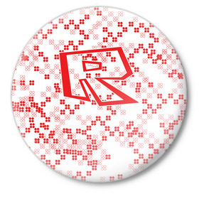 Значок с принтом Roblox в Санкт-Петербурге,  металл | круглая форма, металлическая застежка в виде булавки | dynablocks | roblox | robux | белый | блоки | вселенная | герои | красный | кубики | роблокс | симулятор