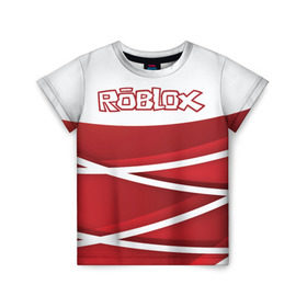 Детская футболка 3D с принтом Роблокс в Санкт-Петербурге, 100% гипоаллергенный полиэфир | прямой крой, круглый вырез горловины, длина до линии бедер, чуть спущенное плечо, ткань немного тянется | dynablocks | roblox | robux | белый | блоки | вселенная | герои | красный | кубики | роблокс | симулятор