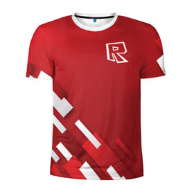 Мужская футболка 3D спортивная с принтом Roblox в Санкт-Петербурге, 100% полиэстер с улучшенными характеристиками | приталенный силуэт, круглая горловина, широкие плечи, сужается к линии бедра | dynablocks | roblox | robux | белый | блоки | вселенная | герои | красный | кубики | роблокс | симулятор