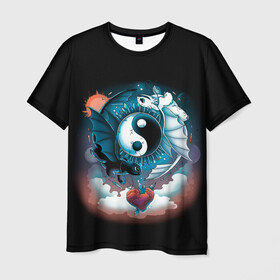 Мужская футболка 3D с принтом Фурии в Санкт-Петербурге, 100% полиэфир | прямой крой, круглый вырез горловины, длина до линии бедер | berk | dragon | fury | how | island | light | night | to | toothless | train | your | беззубик | дневная | дракона | как | ночная | олух | остров | приручить | фурия
