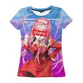 Женская футболка 3D с принтом Anime (Senpai 5) в Санкт-Петербурге, 100% полиэфир ( синтетическое хлопкоподобное полотно) | прямой крой, круглый вырез горловины, длина до линии бедер | ahegao | anime | manga | sempai | senpai | аниме | ахегао | манга | семпай | сенпай