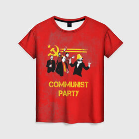 Женская футболка 3D с принтом Communist party в Санкт-Петербурге, 100% полиэфир ( синтетическое хлопкоподобное полотно) | прямой крой, круглый вырез горловины, длина до линии бедер | вечеринка | звезда | кастро | коммунизм | коммунист | коммунистическая | ленин | мао | маркс | молот | партия | рауль | серп | сталин | тусовка | ульянов | фидель | цзиньпин | цзэдун | энгельс