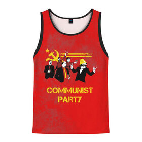 Мужская майка 3D с принтом Communist party в Санкт-Петербурге, 100% полиэстер | круглая горловина, приталенный силуэт, длина до линии бедра. Пройма и горловина окантованы тонкой бейкой | Тематика изображения на принте: вечеринка | звезда | кастро | коммунизм | коммунист | коммунистическая | ленин | мао | маркс | молот | партия | рауль | серп | сталин | тусовка | ульянов | фидель | цзиньпин | цзэдун | энгельс
