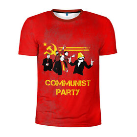 Мужская футболка 3D спортивная с принтом Communist party в Санкт-Петербурге, 100% полиэстер с улучшенными характеристиками | приталенный силуэт, круглая горловина, широкие плечи, сужается к линии бедра | Тематика изображения на принте: вечеринка | звезда | кастро | коммунизм | коммунист | коммунистическая | ленин | мао | маркс | молот | партия | рауль | серп | сталин | тусовка | ульянов | фидель | цзиньпин | цзэдун | энгельс