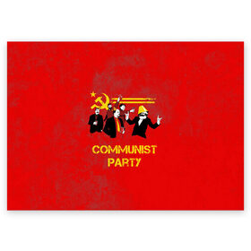 Поздравительная открытка с принтом Communist party в Санкт-Петербурге, 100% бумага | плотность бумаги 280 г/м2, матовая, на обратной стороне линовка и место для марки
 | вечеринка | звезда | кастро | коммунизм | коммунист | коммунистическая | ленин | мао | маркс | молот | партия | рауль | серп | сталин | тусовка | ульянов | фидель | цзиньпин | цзэдун | энгельс