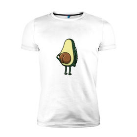 Мужская футболка премиум с принтом Авокадо в Санкт-Петербурге, 92% хлопок, 8% лайкра | приталенный силуэт, круглый вырез ворота, длина до линии бедра, короткий рукав | Тематика изображения на принте: косточка | овощ | попка | фрукт