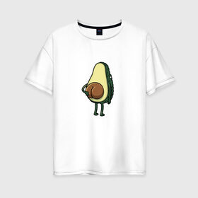 Женская футболка хлопок Oversize с принтом Авокадо в Санкт-Петербурге, 100% хлопок | свободный крой, круглый ворот, спущенный рукав, длина до линии бедер
 | косточка | овощ | попка | фрукт