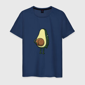 Мужская футболка хлопок с принтом Авокадо в Санкт-Петербурге, 100% хлопок | прямой крой, круглый вырез горловины, длина до линии бедер, слегка спущенное плечо. | косточка | овощ | попка | фрукт
