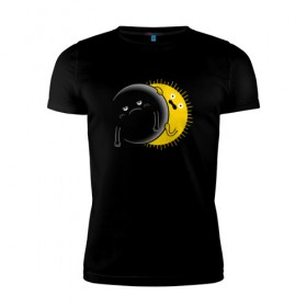 Мужская футболка премиум с принтом Солнечное Затмение в Санкт-Петербурге, 92% хлопок, 8% лайкра | приталенный силуэт, круглый вырез ворота, длина до линии бедра, короткий рукав | звезды | космос | луна | планета | солнце