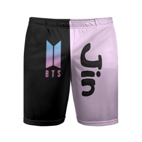 Мужские шорты 3D спортивные с принтом BTS Jin в Санкт-Петербурге,  |  | bts | jin | бтс | группа | корейская | музыка | розовый | цветы | черный