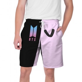 Мужские шорты 3D с принтом BTS V в Санкт-Петербурге,  полиэстер 100% | прямой крой, два кармана без застежек по бокам. Мягкая трикотажная резинка на поясе, внутри которой широкие завязки. Длина чуть выше колен | bts | бтс | группа | корейская | музыка | розовый | цветы | черный