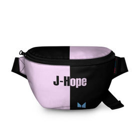 Поясная сумка 3D с принтом BTS J-hope в Санкт-Петербурге, 100% полиэстер | плотная ткань, ремень с регулируемой длиной, внутри несколько карманов для мелочей, основное отделение и карман с обратной стороны сумки застегиваются на молнию | bts | j hope | бтс | группа | корейская | музыка | розовый | цветы | черный