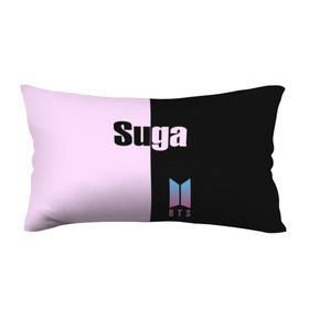 Подушка 3D антистресс с принтом BTS Suga в Санкт-Петербурге, наволочка — 100% полиэстер, наполнитель — вспененный полистирол | состоит из подушки и наволочки на молнии | bts | suga | бтс | группа | корейская | музыка | розовый | цветы | черный