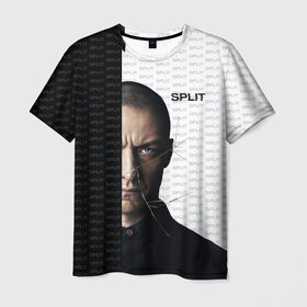 Мужская футболка 3D с принтом Сплит в Санкт-Петербурге, 100% полиэфир | прямой крой, круглый вырез горловины, длина до линии бедер | split | кино | макэвой | неуязвимый | сплит | стекло | триллер | фильм | шьямалан