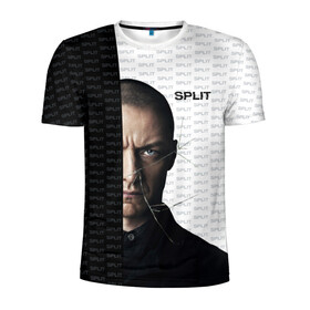 Мужская футболка 3D спортивная с принтом Сплит в Санкт-Петербурге, 100% полиэстер с улучшенными характеристиками | приталенный силуэт, круглая горловина, широкие плечи, сужается к линии бедра | split | кино | макэвой | неуязвимый | сплит | стекло | триллер | фильм | шьямалан