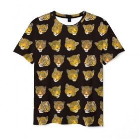 Мужская футболка 3D с принтом Леопарды в Санкт-Петербурге, 100% полиэфир | прямой крой, круглый вырез горловины, длина до линии бедер | animal | big | cat | cats | leopard | nature | pattern | predator | wild | дикий | животное | кошка | кошки | леопард | леопарды | паттерн | природа | узор | хищник | хищники