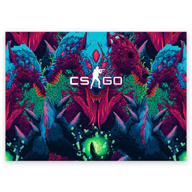 Поздравительная открытка с принтом CS-GO Hyper Beast в Санкт-Петербурге, 100% бумага | плотность бумаги 280 г/м2, матовая, на обратной стороне линовка и место для марки
 | Тематика изображения на принте: 2019 | computer game | counter strike | cs | cs go | csgo | dota | dota2 | game | howl | hyperbeast | warning | автомат | вой | го | игрок | компьютерная игра | контр страйк | контра | кс | оружие | турнир