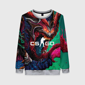 Женский свитшот 3D с принтом CS GO  hyper beast skin в Санкт-Петербурге, 100% полиэстер с мягким внутренним слоем | круглый вырез горловины, мягкая резинка на манжетах и поясе, свободная посадка по фигуре | beast | counterstike | csgo | hyper | hyperbeast | m4a1s | steam | винтовка | контра | кс | ксго | шмотки