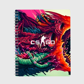 Тетрадь с принтом CS GO hyper beast skin в Санкт-Петербурге, 100% бумага | 48 листов, плотность листов — 60 г/м2, плотность картонной обложки — 250 г/м2. Листы скреплены сбоку удобной пружинной спиралью. Уголки страниц и обложки скругленные. Цвет линий — светло-серый
 | beast | counterstike | csgo | hyper | hyperbeast | m4a1s | steam | винтовка | контра | кс | ксго | шмотки