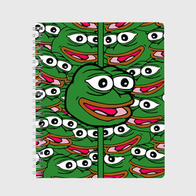 Тетрадь с принтом Good Sad frog в Санкт-Петербурге, 100% бумага | 48 листов, плотность листов — 60 г/м2, плотность картонной обложки — 250 г/м2. Листы скреплены сбоку удобной пружинной спиралью. Уголки страниц и обложки скругленные. Цвет линий — светло-серый
 | bad | dab | frog | good | kek | pepe | sad | кек | лягушка | мем | мемы | пепе | со смыслом | фрог