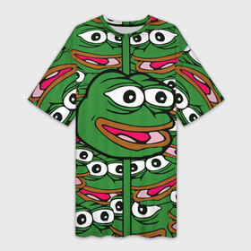 Платье-футболка 3D с принтом Good   Sad frog в Санкт-Петербурге,  |  | bad | dab | frog | good | kek | pepe | sad | кек | лягушка | мем | мемы | пепе | со смыслом | фрог