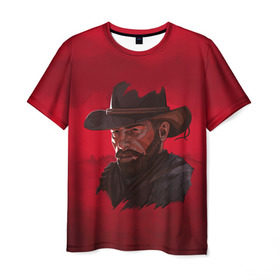 Мужская футболка 3D с принтом Red Dead Redemption в Санкт-Петербурге, 100% полиэфир | прямой крой, круглый вырез горловины, длина до линии бедер | dead | gamer | john | marston | rdr | red | redemption | rockstar | shooter | western | вестерн | джон | марстон | шутер