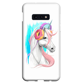 Чехол для Samsung S10E с принтом Music Unicorn Art в Санкт-Петербурге, Силикон | Область печати: задняя сторона чехла, без боковых панелей | Тематика изображения на принте: волшебный | единорог | единорожик | единорожка | магия | музыка | пончик | пончики