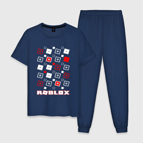 Мужская пижама хлопок с принтом ROBLOX в Санкт-Петербурге, 100% хлопок | брюки и футболка прямого кроя, без карманов, на брюках мягкая резинка на поясе и по низу штанин
 | game | gamer | logo | roblox | игры | логотип | роблокс