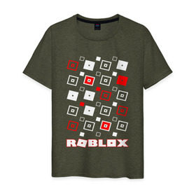 Мужская футболка хлопок с принтом ROBLOX в Санкт-Петербурге, 100% хлопок | прямой крой, круглый вырез горловины, длина до линии бедер, слегка спущенное плечо. | game | gamer | logo | roblox | игры | логотип | роблокс