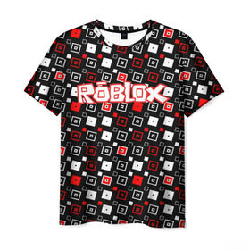 Мужская футболка 3D с принтом Roblox в Санкт-Петербурге, 100% полиэфир | прямой крой, круглый вырез горловины, длина до линии бедер | game | gamer | logo | roblox | игры | логотип | роблокс