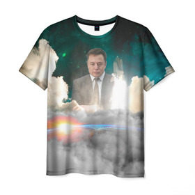 Мужская футболка 3D с принтом Elon Musk Thinker (Илон Маск) в Санкт-Петербурге, 100% полиэфир | прямой крой, круглый вырез горловины, длина до линии бедер | elon musk | space | space x | tesla | дым | илон маск | инопланетяне | космос | личность | мыслитель | облака | планета | ракета | спейс | тесла | философ | шаттл
