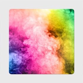 Магнит виниловый Квадрат с принтом Радужный дым в Санкт-Петербурге, полимерный материал с магнитным слоем | размер 9*9 см, закругленные углы | Тематика изображения на принте: holi | праздник красок | радуга | радужный дым | холи | цвета радуги | яркий