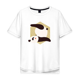 Мужская футболка хлопок Oversize с принтом Панда Йога в Санкт-Петербурге, 100% хлопок | свободный крой, круглый ворот, “спинка” длиннее передней части | panda | yoga | йога | панда | панды | фитнес