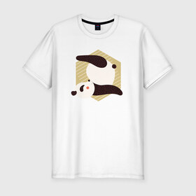 Мужская футболка хлопок Slim с принтом Панда Йога в Санкт-Петербурге, 92% хлопок, 8% лайкра | приталенный силуэт, круглый вырез ворота, длина до линии бедра, короткий рукав | panda | yoga | йога | панда | панды | фитнес