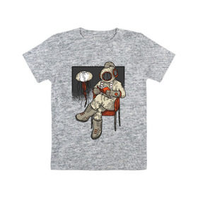 Детская футболка хлопок с принтом Дайвер Steampunk в Санкт-Петербурге, 100% хлопок | круглый вырез горловины, полуприлегающий силуэт, длина до линии бедер | diver | steampunk | дайвер | книга | книги | медуза | стим панк | стимпанк | читает