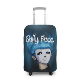 Чехол для чемодана 3D с принтом SALLY FACE в Санкт-Петербурге, 86% полиэфир, 14% спандекс | двустороннее нанесение принта, прорези для ручек и колес | blue | face | fisher | game | games | gizmo | hair | larry | mask | sally | волосы | гизмо | голубые | игра | игры | ларри | маска | протез | сали | салли | синие | синий | триллер | ужасы | фейс | фишер | фэйс | хоррор