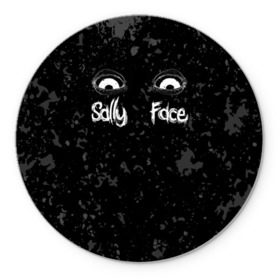 Коврик круглый с принтом SALLY FACE Eyes в Санкт-Петербурге, резина и полиэстер | круглая форма, изображение наносится на всю лицевую часть | Тематика изображения на принте: blue | face | fisher | game | games | gizmo | hair | larry | mask | sally | волосы | гизмо | голубые | игра | игры | ларри | маска | протез | сали | салли | синие | синий | триллер | ужасы | фейс | фишер | фэйс | хоррор