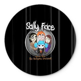 Коврик для мышки круглый с принтом Sally Face Episode Three в Санкт-Петербурге, резина и полиэстер | круглая форма, изображение наносится на всю лицевую часть | blue | face | fisher | game | games | gizmo | hair | larry | mask | sally | волосы | гизмо | голубые | игра | игры | ларри | маска | протез | сали | салли | синие | синий | триллер | ужасы | фейс | фишер | фэйс | хоррор