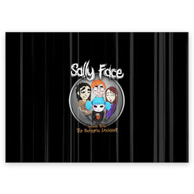 Поздравительная открытка с принтом Sally Face Episode Three в Санкт-Петербурге, 100% бумага | плотность бумаги 280 г/м2, матовая, на обратной стороне линовка и место для марки
 | blue | face | fisher | game | games | gizmo | hair | larry | mask | sally | волосы | гизмо | голубые | игра | игры | ларри | маска | протез | сали | салли | синие | синий | триллер | ужасы | фейс | фишер | фэйс | хоррор