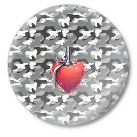Значок с принтом Граната в виде сердца в Санкт-Петербурге,  металл | круглая форма, металлическая застежка в виде булавки | Тематика изображения на принте: 