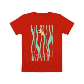 Детская футболка хлопок с принтом Золотая рыбка в Санкт-Петербурге, 100% хлопок | круглый вырез горловины, полуприлегающий силуэт, длина до линии бедер | Тематика изображения на принте: золотая рыба | золотая рыбка | рыба | рыбка
