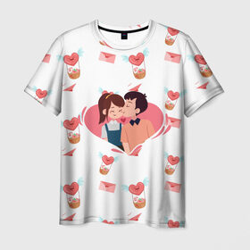 Мужская футболка 3D с принтом Влюбленная пара в Санкт-Петербурге, 100% полиэфир | прямой крой, круглый вырез горловины, длина до линии бедер | 