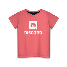 Детская футболка хлопок с принтом Discord в Санкт-Петербурге, 100% хлопок | круглый вырез горловины, полуприлегающий силуэт, длина до линии бедер | voip | дискорд | игры | мессенджер | связь | скайп