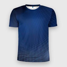 Мужская футболка 3D спортивная с принтом Сеть в Санкт-Петербурге, 100% полиэстер с улучшенными характеристиками | приталенный силуэт, круглая горловина, широкие плечи, сужается к линии бедра | blue | net | web | квадраты | клетка | паутина | сетка | сеть | синий