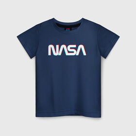 Детская футболка хлопок с принтом NASA GLITCH в Санкт-Петербурге, 100% хлопок | круглый вырез горловины, полуприлегающий силуэт, длина до линии бедер | galaxy | nasa | space | space company | star | астрономия | галактика | звезды | космическая компания | космос | наса