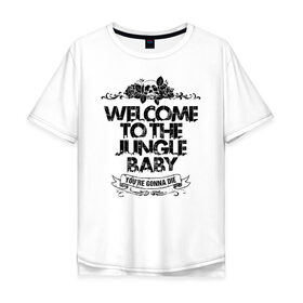 Мужская футболка хлопок Oversize с принтом Welcome to the Jungle в Санкт-Петербурге, 100% хлопок | свободный крой, круглый ворот, “спинка” длиннее передней части | 80s | 80е | axl | duff | guns n roses | rock | slash