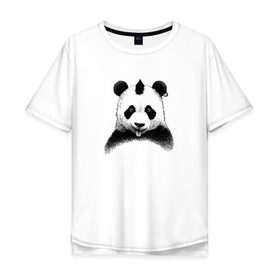 Мужская футболка хлопок Oversize с принтом Панда Панк в Санкт-Петербурге, 100% хлопок | свободный крой, круглый ворот, “спинка” длиннее передней части | Тематика изображения на принте: panda | рок