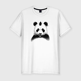 Мужская футболка премиум с принтом Панда Панк в Санкт-Петербурге, 92% хлопок, 8% лайкра | приталенный силуэт, круглый вырез ворота, длина до линии бедра, короткий рукав | panda | рок