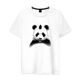 Мужская футболка хлопок с принтом Панда Панк в Санкт-Петербурге, 100% хлопок | прямой крой, круглый вырез горловины, длина до линии бедер, слегка спущенное плечо. | panda | рок