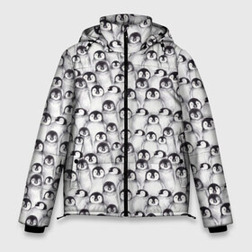 Мужская зимняя куртка 3D с принтом Пингвинчики в Санкт-Петербурге, верх — 100% полиэстер; подкладка — 100% полиэстер; утеплитель — 100% полиэстер | длина ниже бедра, свободный силуэт Оверсайз. Есть воротник-стойка, отстегивающийся капюшон и ветрозащитная планка. 

Боковые карманы с листочкой на кнопках и внутренний карман на молнии. | животные | лапочка | милый | мимими | паттерн | пингвин | северный полюс